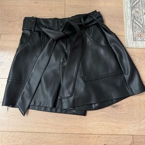 Zara leather shorts with tie